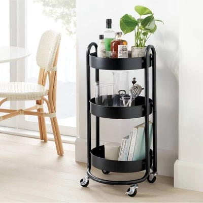 3 Tier Round Metal Utility Cart - Brightroom™ Gray 3 3 Tier Round Metal Utility Cart - Brightroom™ Gray
