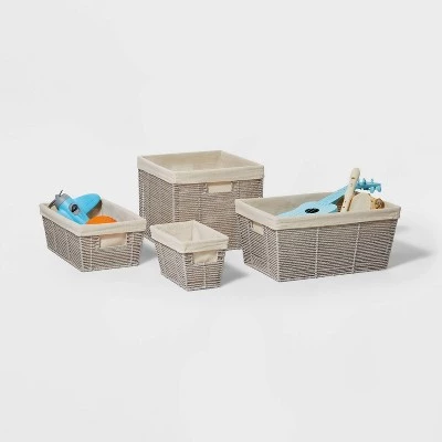 14.75" x 13" x 11" Large Lined Woven Milk Crate Gray - Brightroom™ 5 14.75" x 13" x 11" Large Lined Woven Milk Crate Gray - Brightroom™ - Image 3