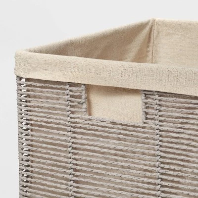 14.75" x 13" x 11" Large Lined Woven Milk Crate Gray - Brightroom™ 4 14.75" x 13" x 11" Large Lined Woven Milk Crate Gray - Brightroom™ - Image 2
