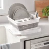 Plastic Collapsible Dish Rack with Drip Tray White - Brightroom™