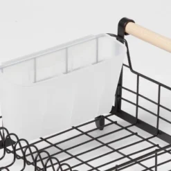 Metal Dish Rack with Powder Coated Finish and Rubber Wood Handles Black - Brightroom™ 5 Metal Dish Rack with Powder Coated Finish and Rubber Wood Handles Black - Brightroom™ -Our Tidy Space Sales GUEST 20ff2001 0439 4e64 bd63 add9cf33bc11