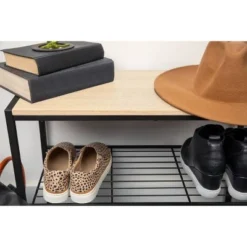3 Tier Shoe Rack Black Metal with Natural Wood - Brightroom™ -Our Tidy Space Sales GUEST 25c02cd7 83d7 43ab b1c5 e81b1f1b8427