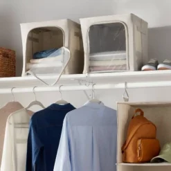 Set of 2 Zipper Fabric Storage Cubes Gray - Brightroom™