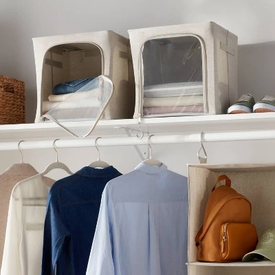 Set of 2 Zipper Fabric Storage Cubes Gray - Brightroom™ 3 Set of 2 Zipper Fabric Storage Cubes Gray - Brightroom™