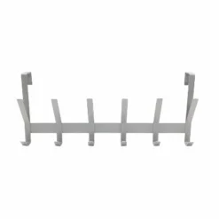 Heavy Duty Over The Door 6 Hooks Rail Matte Gray - Brightroom™