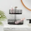 2 Tier Divided Wire Basket with Wood Handle Black - Brightroom™ -Our Tidy Space Sales GUEST 3070ab8f 7d9d 407e 901a fba4283d4f88