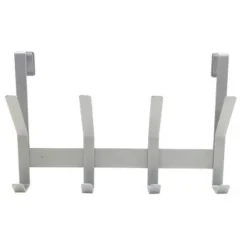 Heavy Duty Over The Door 4 Hooks Rail Matte Gray - Brightroom™