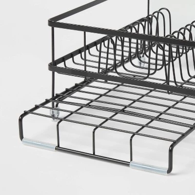 Space Saver Steel Dish Rack with Utensil Tray Black - Brightroom™ 4 Space Saver Steel Dish Rack with Utensil Tray Black - Brightroom™ - Image 2