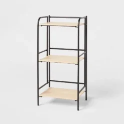 Folding 3 Shelf Black Metal with Natural Wood Shelves - Brightroom™ -Our Tidy Space Sales GUEST 4b8cbbf4 9cfe 459d 902c 89373ea5ae7e