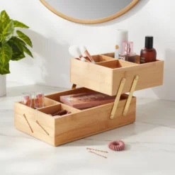10" x 6" x 5" Hinged Bamboo Countertop Organizer - Brightroom™