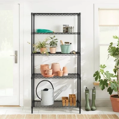 5 Tier Wire Shelving - Brightroom™ Black 3 5 Tier Wire Shelving - Brightroom™ Black