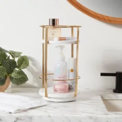 10" x 5.7" Round Metal Countertop Turntable Brass - Brightroom™