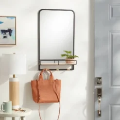 Metal Entryway Organizer with Mirror Large Natural - Brightroom™