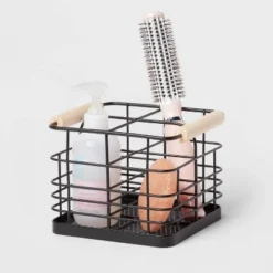 Divided Wire Caddy Basket with Wood Handle Black - Brightroom™ -Our Tidy Space Sales GUEST 6bb23216 c1ab 42fd bed4 f88573ca2fc5