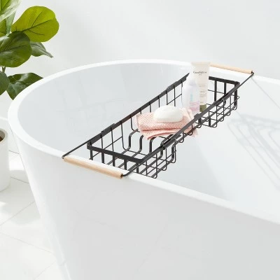 Metal Bathtub Caddy with Wood Handles - Brightroom™ Matte Black -Our Tidy Space Sales GUEST 72657c35 676d 48d3 8946 bb8543980d6f