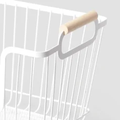 Metal Stackable Wire Pantry Basket with Rubber Wood Handle White - Brightroom™ -Our Tidy Space Sales GUEST 762ca60e 2f07 461f b615 3926ab6e8ad6