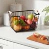 Metal Stackable Wire Pantry Basket with Rubber Wood Handle Black - Brightroom™ -Our Tidy Space Sales GUEST 76c6db89 34de 4b9e a95a c041d2717845