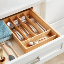 Bamboo 5 Compartment Flatware Drawer Organizer Brown - Brightroom™