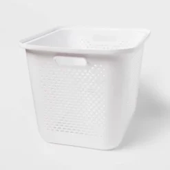 Large Decorative Plastic Bin with Cutout Handles - Brightroom™ White -Our Tidy Space Sales GUEST 8042b247 d9e2 4bbb b780 b457f7d708f4