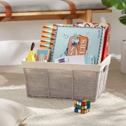 17" x 12" x 8" Large Woven Twisted Paper Rope Tapered Basket Gray - Brightroom™