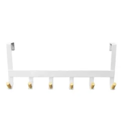 Mixed Material Over The Door 6 Hooks Rail Matte White - Brightroom™