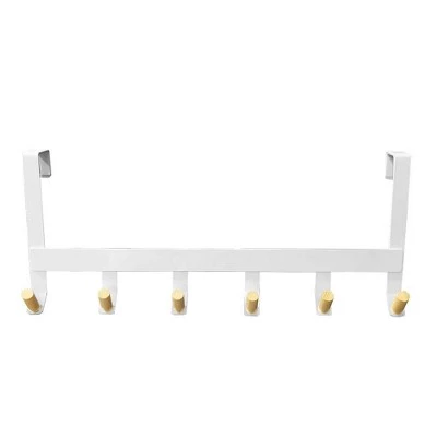 Mixed Material Over The Door 6 Hooks Rail Matte White - Brightroom™ 3 Mixed Material Over The Door 6 Hooks Rail Matte White - Brightroom™