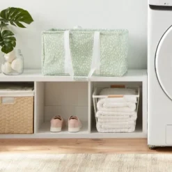 Scrunchable Laundry Tote Textured Green - Brightroom™