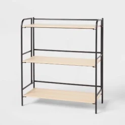Folding 3 Shelf Black Metal with Natural Wood Shelves - Brightroom™ -Our Tidy Space Sales GUEST aa414a6a 3c38 4f55 b97e 5a61d8086fc4