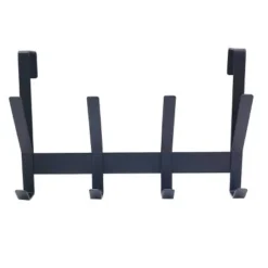 Heavy Duty Over The Door 4 Hooks Rail Matte Black - Brightroom™