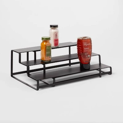 3-Tier Metal Expandable Spice Rack with Powder Coated Finish Black - Brightroom™ 4 3-Tier Metal Expandable Spice Rack with Powder Coated Finish Black - Brightroom™ - Image 2