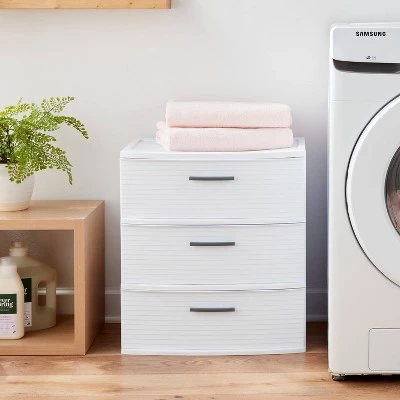 3 Drawer Wide Tower White - Brightroom™ 3 3 Drawer Wide Tower White - Brightroom™