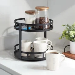 2-Tier Metal Lazy Susan Turntable Black - Brightroom™