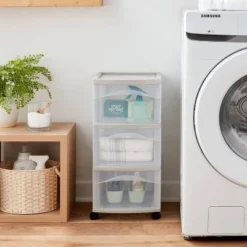 3 Drawer Medium Cart Tower Gray - Brightroom™