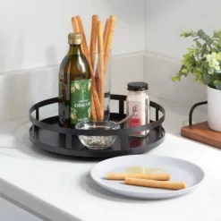 1-Tier Metal Lazy Susan Turntable Black - Brightroom™